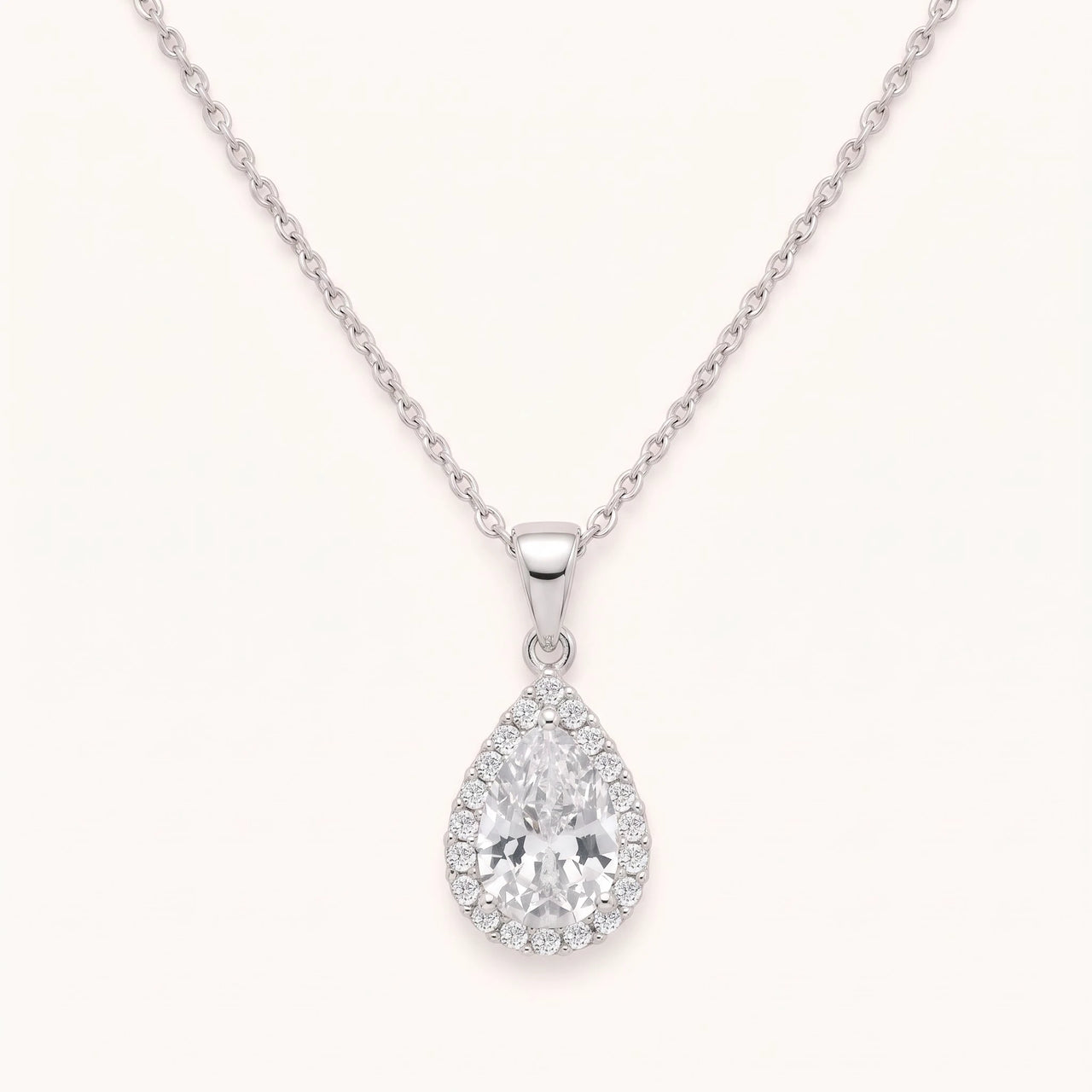 Silver Drop Necklace, silver necklace | SKU: 505415-white