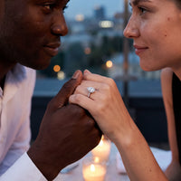 Thumbnail for A couple sharing a romantic moment, she wears the silver ring | SKU: 505162-4.5-silver