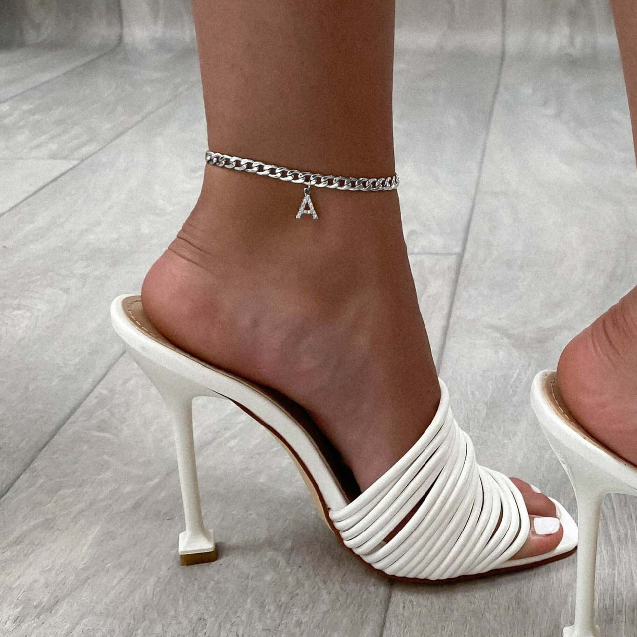 Silver Initial Anklet - Ankle Bracelet - Anklet for Women - Silver Leg Bracelet Anklet Brother & Sisters