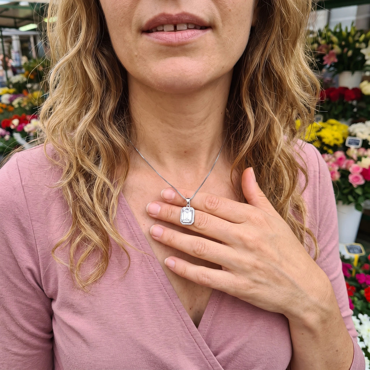 Zilveren ketting dames — gedragen in het dagelijks leven, zilver | SKU: 22559056