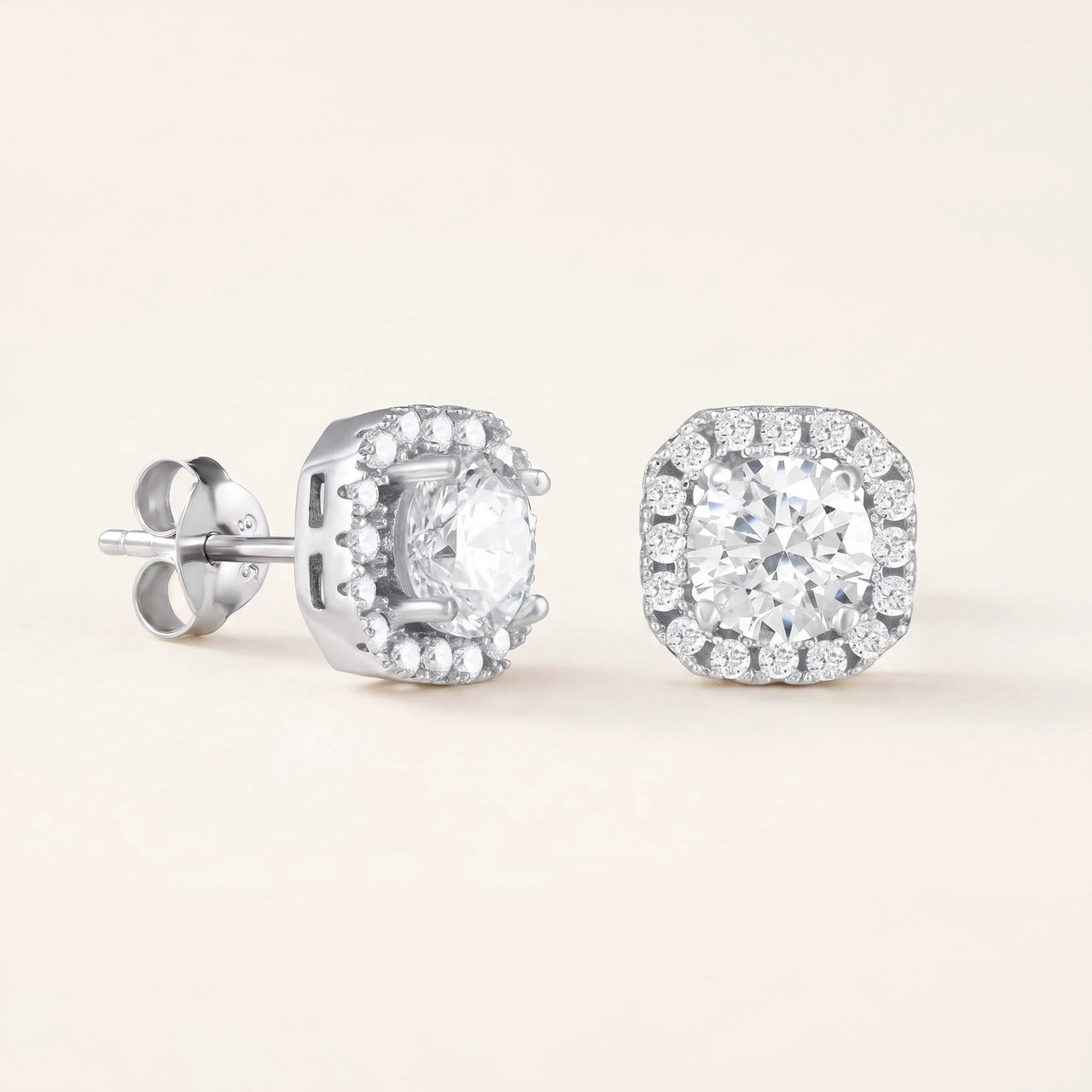 Silver Square Earrings, silver stud earrings | SKU: 505263