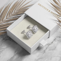 Thumbnail for Silver stud earrings with the Brother & Sisters gift box | SKU: 505185-white