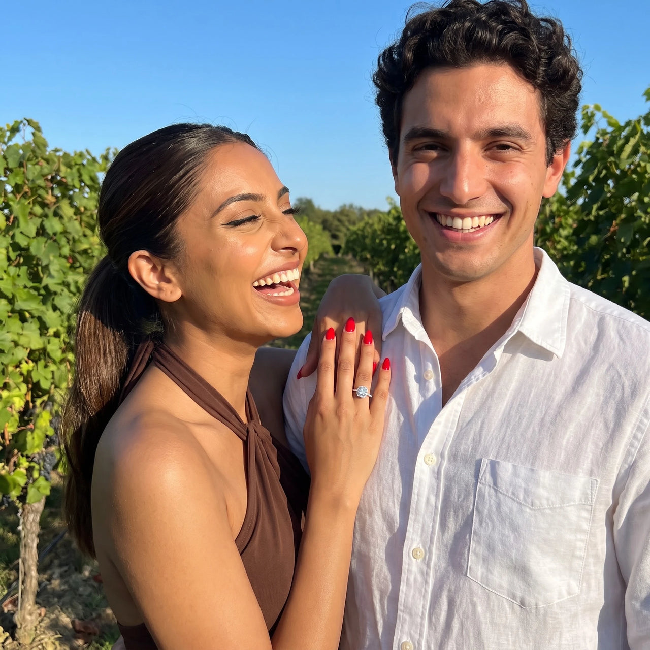 Couple moment, she wears the Silver Timeless Ring | SKU: 497131-4.5-silver