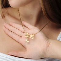Thumbnail for Simple Name Necklace featuring a gold personalized name 'Maria' from Brother & Sisters, perfect for elegant style.