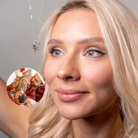 Thumbnail for Snowflake Photo Necklace showcased on a model, featuring a personalized photo pendant by Brother & Sisters.