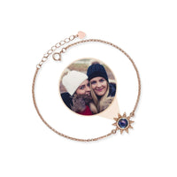 Thumbnail for Sun Photo Bracelet with sun-shaped charm featuring a personalized photo, from Brother & Sisters.