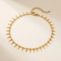 Thumbnail for Sun Ray Fringe Anklet featuring a delicate gold cable chain with tiny rectangular sun-ray fringe charms by Brother & Sisters.