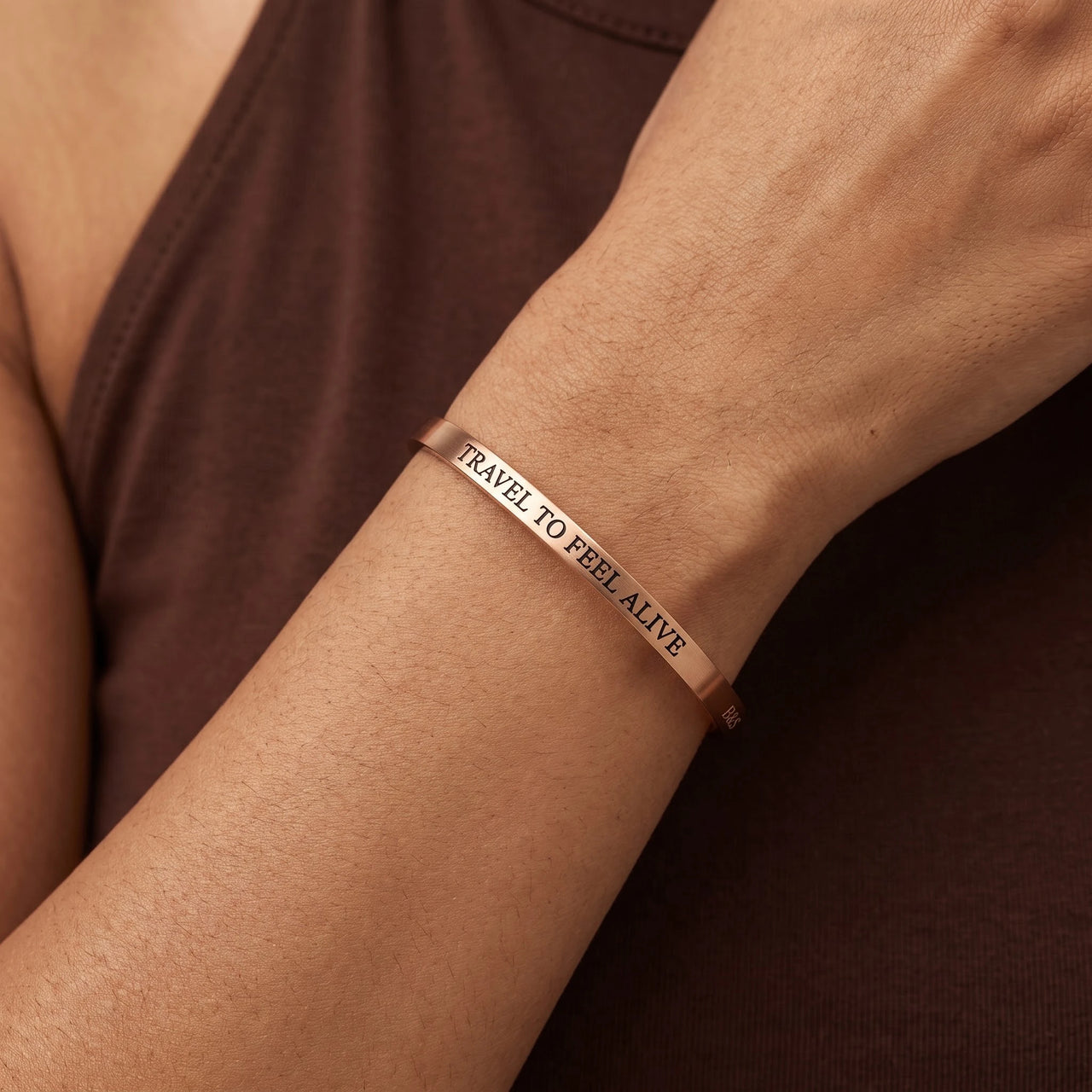 Bangle — close-up van de details, rosé goud | SKU: ttfa-rg