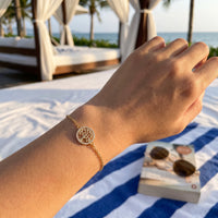 Thumbnail for Levensboom armband — gedragen, echte grootte, goud | SKU: 18963309-gold