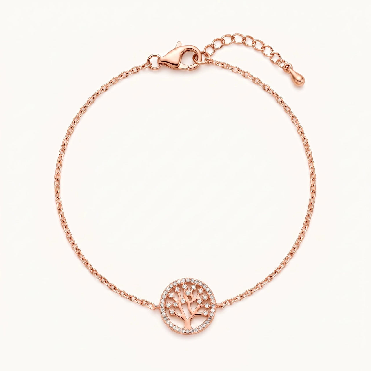 Levensboom armband — productfoto op witte achtergrond, rosé goud | SKU: 18963309-rose-gold