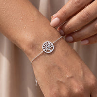 Thumbnail for Levensboom armband — close-up van de details, zilver | SKU: 18963309-white-gold