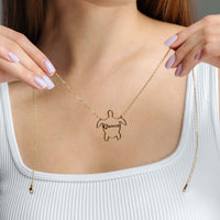 Thumbnail for Turtle Name Necklace by Brother & Sisters featuring customizable name 'Grace' and unique turtle design.