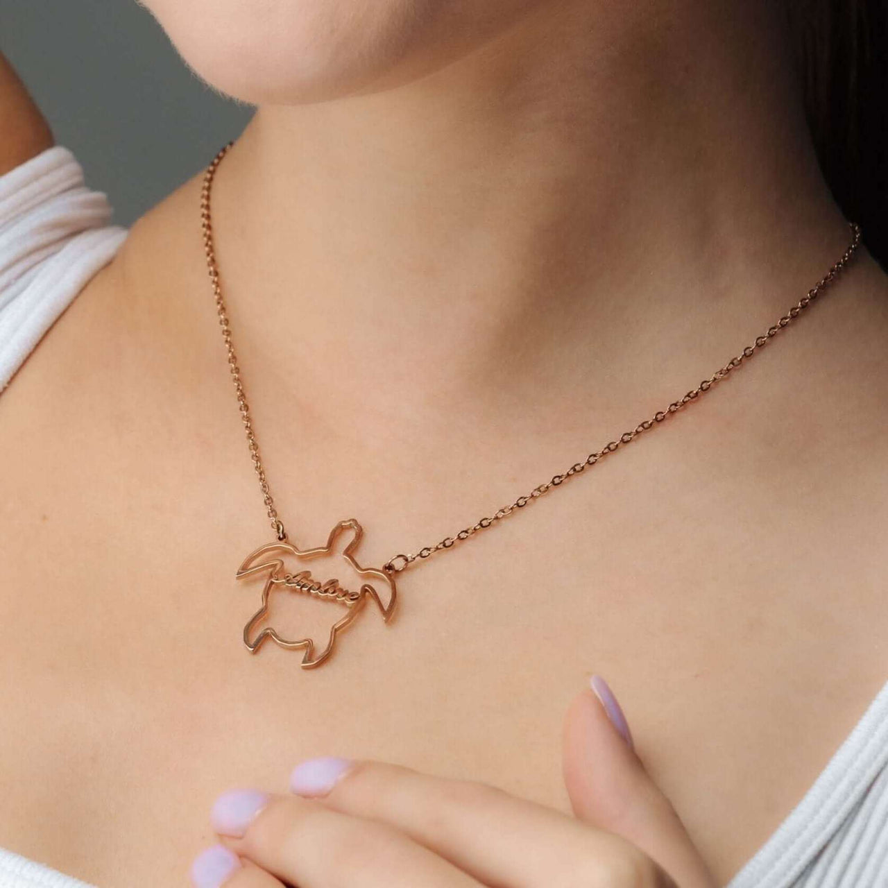 Turtle Name Necklace by Brother & Sisters featuring customizable name and turtle motif, beautifully crafted for personal style.