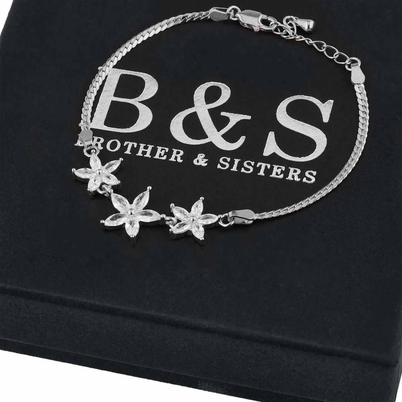 Austrian Crystals Flowers Bracelet - Silver Bracelet For Women - Chain Bracelet Bracelet Brother & Sisters
