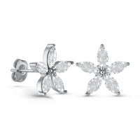 Thumbnail for Austrian Crystals Flowers Earrings - Sterling Silver Earrings For Women - Silver Stud Earrings Earrings Brother & Sisters