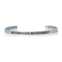 Thumbnail for Be Gorgeous, Be Yourself - Quote Bracelet - Mantra Bracelet Bracelet 18k White Gold Brother & Sisters