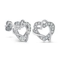 Thumbnail for Hearts with Austrian Crystals Earrings - Stud Earrings - Earrings for Women - Women Earrings Earrings Brother & Sisters