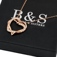 Thumbnail for Hearts with Austrian Crystals Necklace - Rose Gold Necklace Women - Women’s Necklace Necklace Brother & Sisters