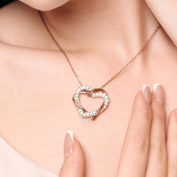 Thumbnail for Hearts with Austrian Crystals Necklace - Rose Gold Necklace Women - Women’s Necklace Necklace Brother & Sisters