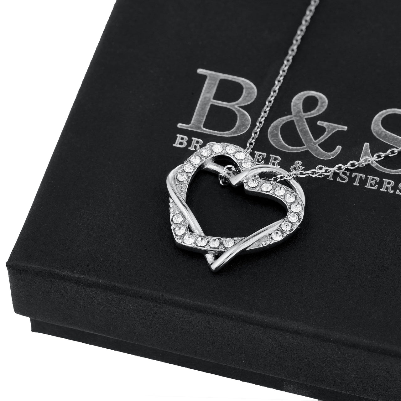 Hearts with Austrian Crystals - Silver Necklace Women - Women’s Necklace Necklace Brother & Sisters