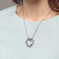 Thumbnail for Hearts with Austrian Crystals - Silver Necklace Women - Women’s Necklace Necklace Brother & Sisters