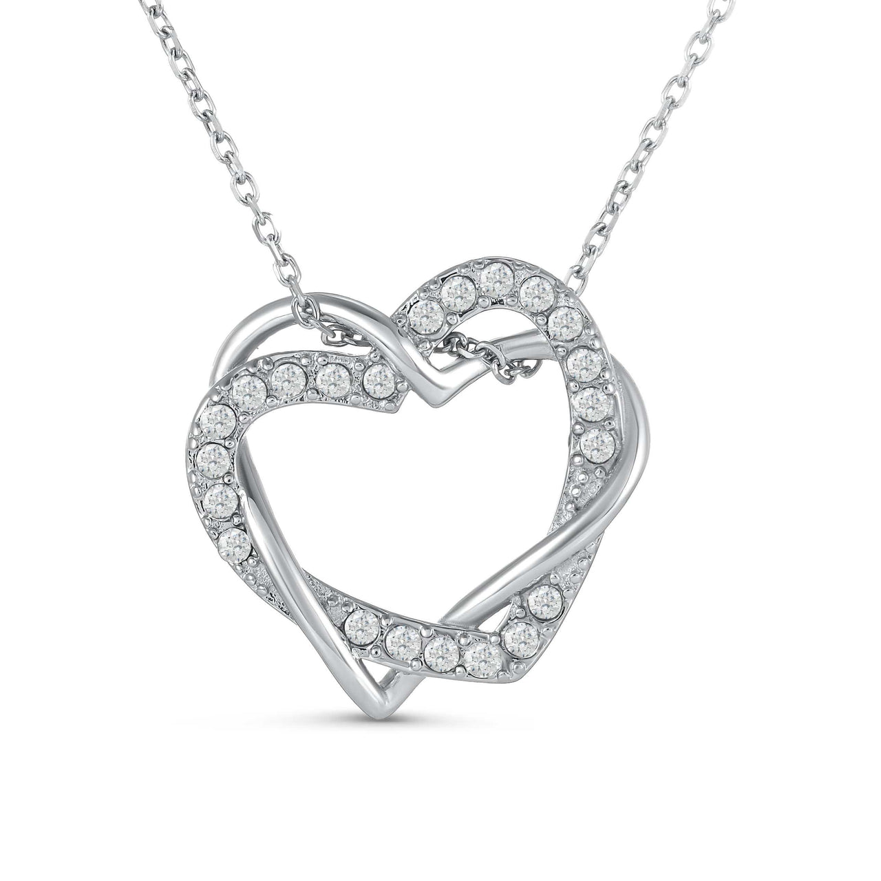 Hearts with Austrian Crystals - Silver Necklace Women - Women’s Necklace Necklace Brother & Sisters