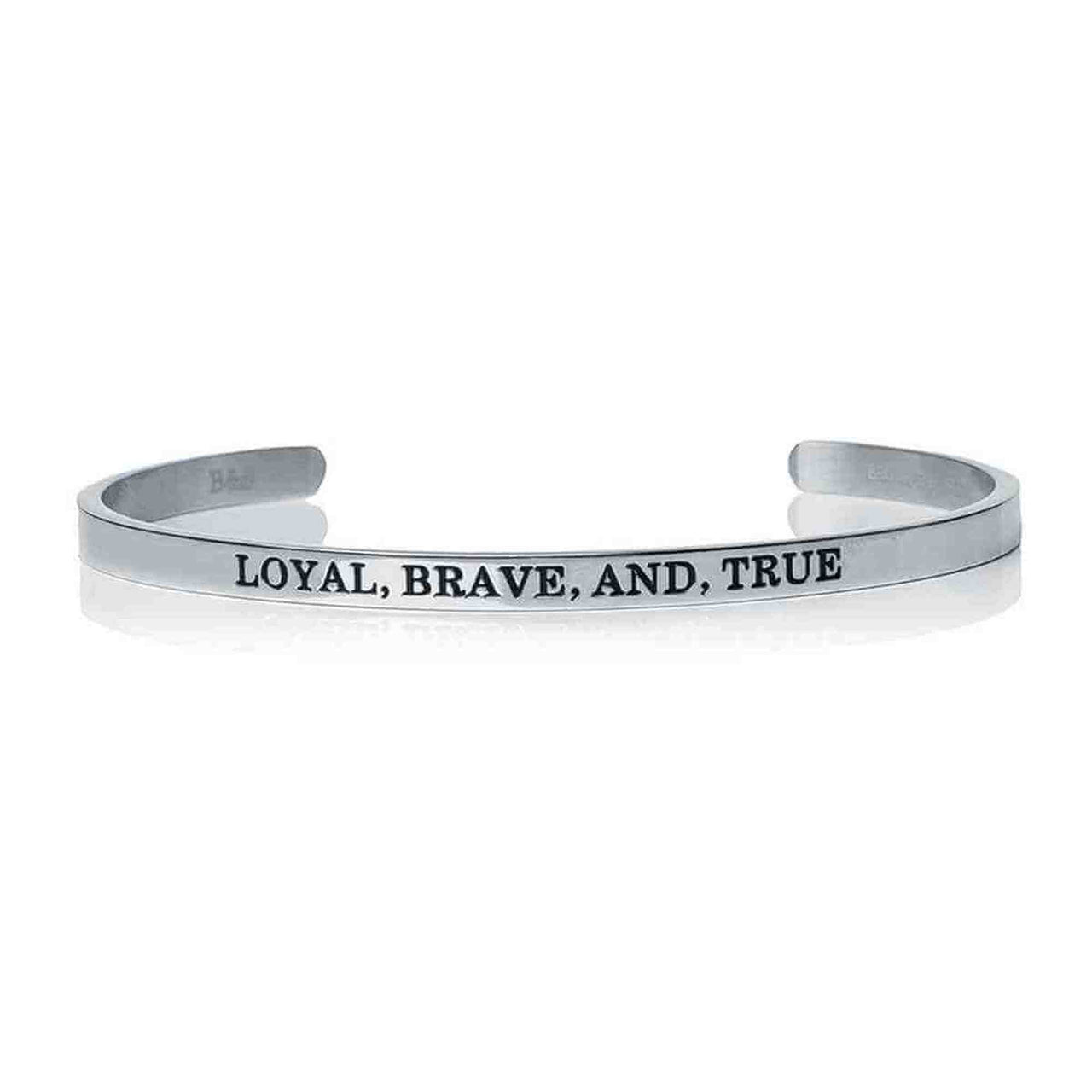 Loyal, Brave, And, True Bracelet - Quote Bracelet - Mantra Bracelet Bracelet 18k White Gold Brother & Sisters