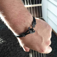 Thumbnail for Man Bracelet -  Man Leather Bracelet - Black Anchor Bracelet - Men's Bracelet Bracelet Brother & Sisters
