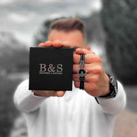 Thumbnail for Man Bracelet -  Man Leather Bracelet - Black Anchor Bracelet - Men's Bracelet Bracelet Brother & Sisters
