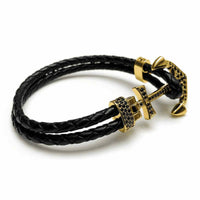 Thumbnail for Man Bracelet -  Man Leather Bracelet - Gold Anchor Bracelet - gold bracelet for man Bracelet Brother & Sisters
