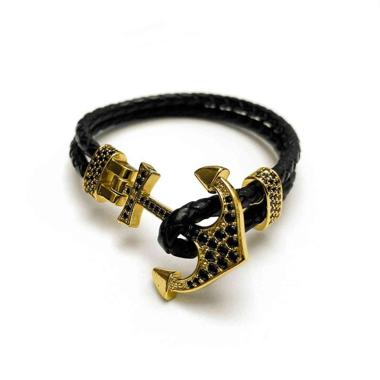 Man Bracelet -  Man Leather Bracelet - Gold Anchor Bracelet - gold bracelet for man Bracelet Brother & Sisters