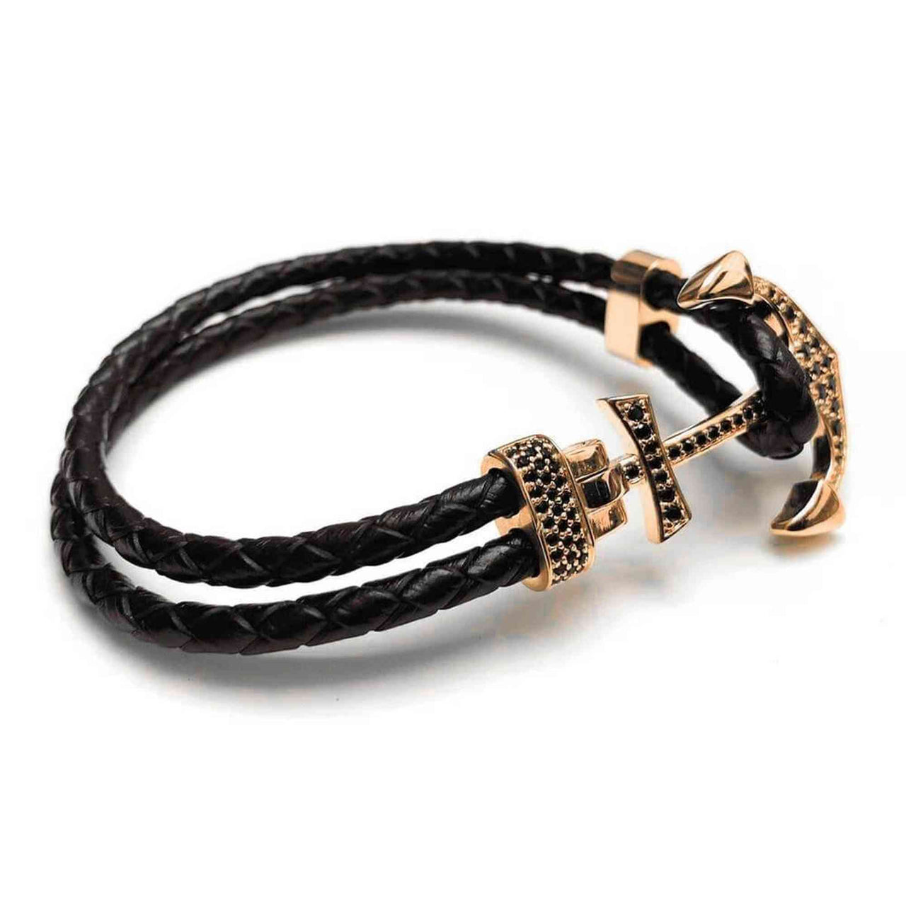 Man Bracelet -  Man Leather Bracelet - Rose Gold Anchor Bracelet - Men's Bracelet Bracelet Brother & Sisters