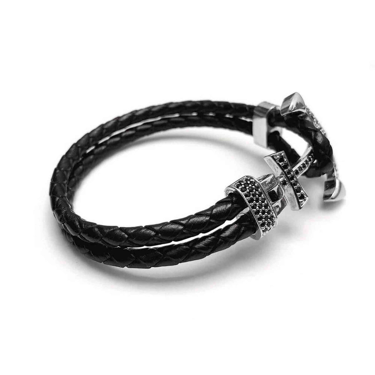Man Bracelet -  Man Leather Bracelet - White Gold Anchor Bracelet - Men's Bracelet Bracelet Brother & Sisters