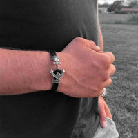 Thumbnail for Man Bracelet -  Man Leather Bracelet - White Gold Anchor Bracelet - Men's Bracelet Bracelet Brother & Sisters