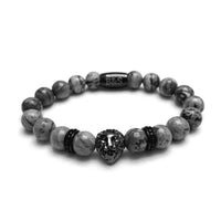 Thumbnail for Man Bracelet - Men’s Beaded Bracelet - Black Lion & Grey Stones Bracelet - Men’s Bracele Bracelet XS (14-15cm) Brother & Sisters
