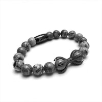 Thumbnail for Man Bracelet - Men’s Beaded Bracelets - Black Viking & Grey Stones - Men’s Bracelet Bracelet Brother & Sisters