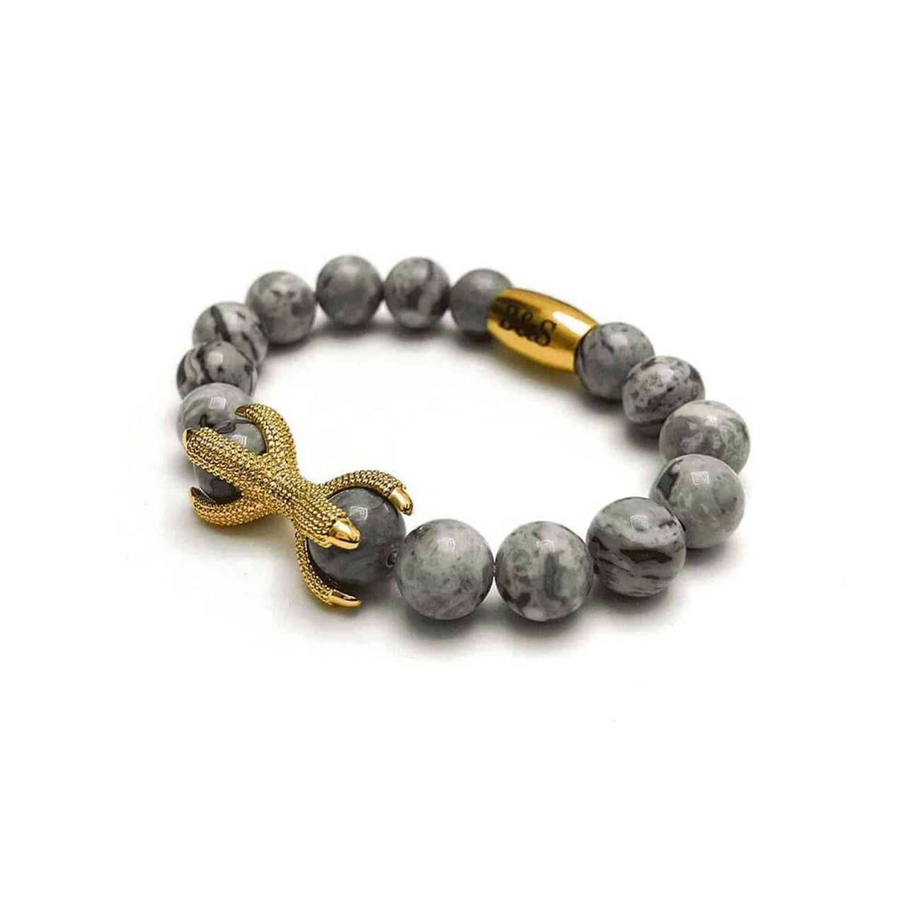 Man Bracelet - Men’s Beaded Bracelets - Gold Viking & Grey Stones Bracelet - Gold Bracelet for Man Bracelet Brother & Sisters