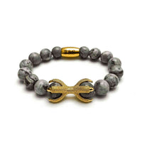 Thumbnail for Man Bracelet - Men’s Beaded Bracelets - Gold Viking & Grey Stones Bracelet - Gold Bracelet for Man Bracelet XS (14-15cm) Brother & Sisters