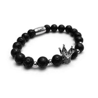 Thumbnail for Man Bracelet - Men’s Beaded Bracelets - White Gold Crown with Volcanic Stones Bracelet - Men’s Bracelet Bracelet Brother & Sisters