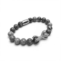 Thumbnail for Man Bracelet - Men’s Beaded Bracelets - White Gold Viking & Grey Stones Bracelet - Men’s Bracelet Bracelet Brother & Sisters