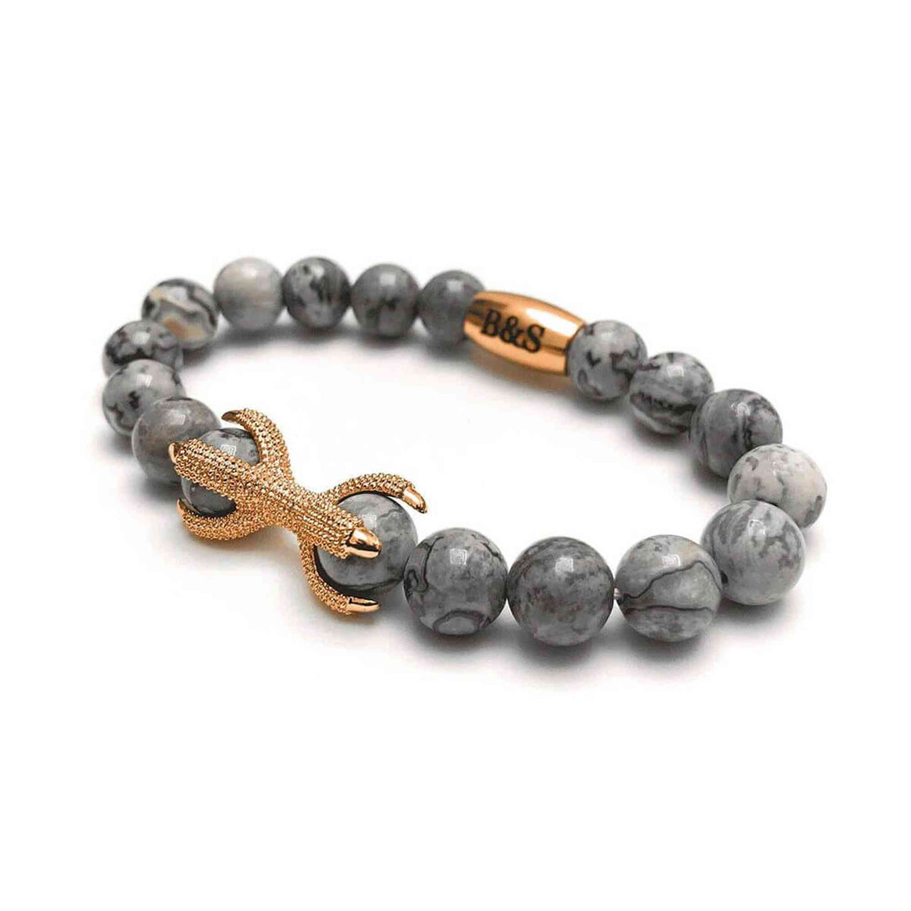 Man Bracelet - Mens Beaded Bracelets - Rose Gold Viking & Grey Stones Bracelet - Mens Bracelet Bracelet Brother & Sisters