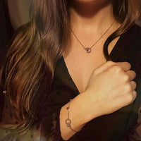 Thumbnail for Necklace with Joined Rings & Crystals - Necklace For A Woman - Woman Necklace Necklace Brother & Sisters